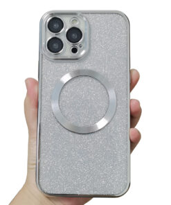 Coque Magsafe Pailletée Argent iPhone 12