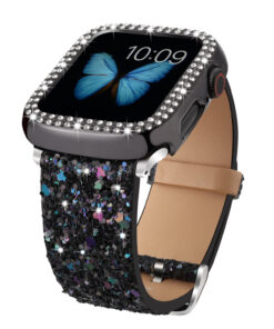 Bracelet + Case à paillettes Noir Apple Watch