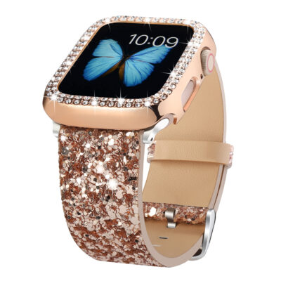 Bracelet + Case à Paillettes Rose Gold Apple Watch