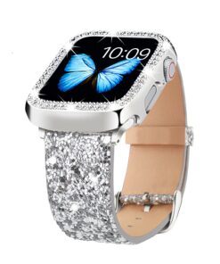 Bracelet + Case à Paillettes Argent Apple Watch